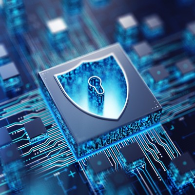 Grafika nibieska cyber tarcza